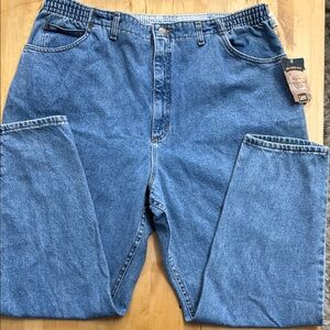 NWT LEE RELAXED-FIT JEANS WOMENS PLUS 26W BLUE 100%-COTTON SIDE-ELASTIC WAIST